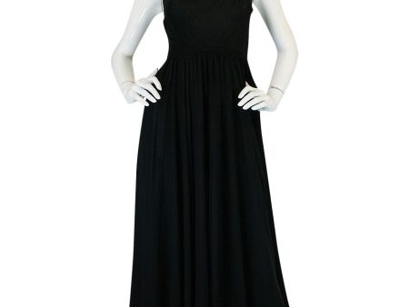 Wonderful c1974 Halston Black Bias Cut Silk Chiffon Dress For Cheap