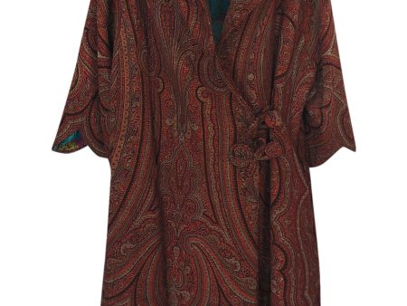 1920s Paisley Shawl Flapper Coat w Blue & Pink Printed Silk Lining Cheap